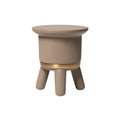 Modern Minimalist Beige Side Table with Gold Accent and Ribbed Design